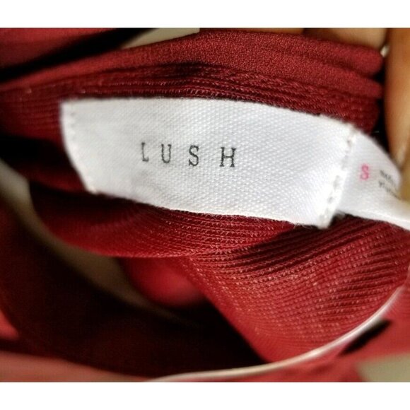 LUSH Burgundy Maroon Cold Shoulder Wrap Dress Size Small New - Picture 4 of 5